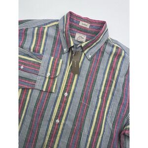 NWT J Crew Classic Striped Organic Cotton Indigo Chambray Shirt Mens Sz Medium‎